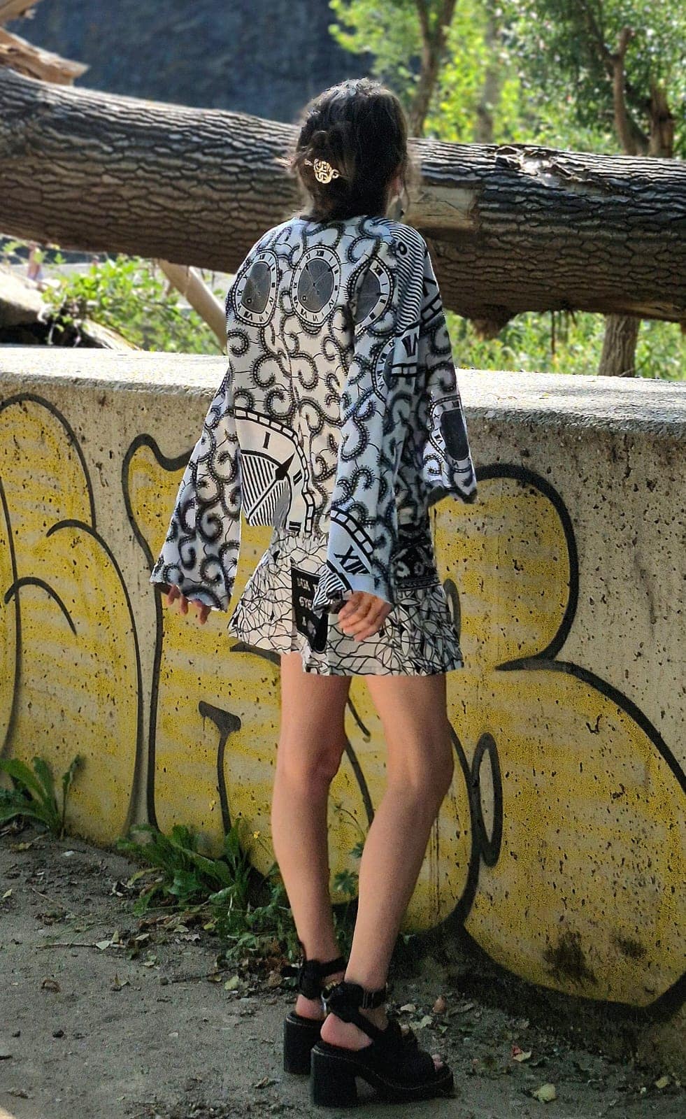 Veste Kimono Wax – "Boho-Punk Time"