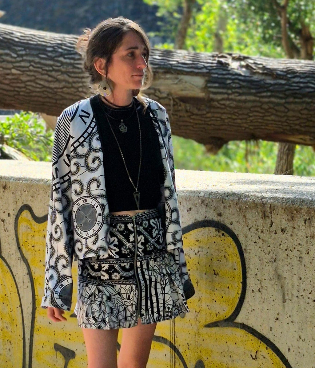 Veste Kimono Wax – "Boho-Punk Time"