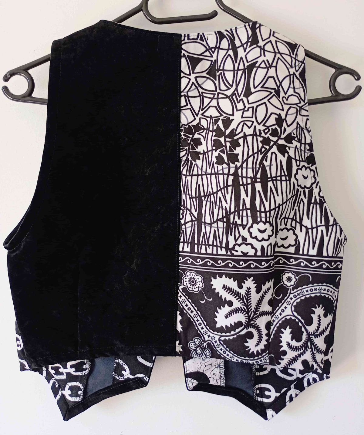 Gilet sans manche Punk Rock velours noir & wax graphique