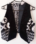 Gilet sans manche Punk Rock velours noir & wax graphique